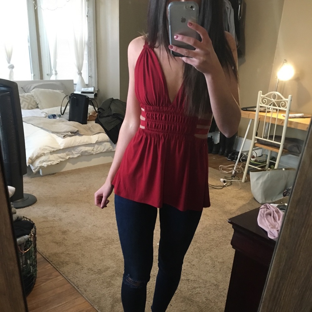 Red strappy cut out tank!
